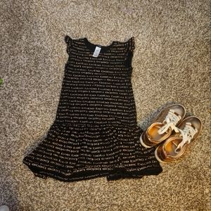 Black and gold Bebe dress size 12 and gold Bebe shoes size 6